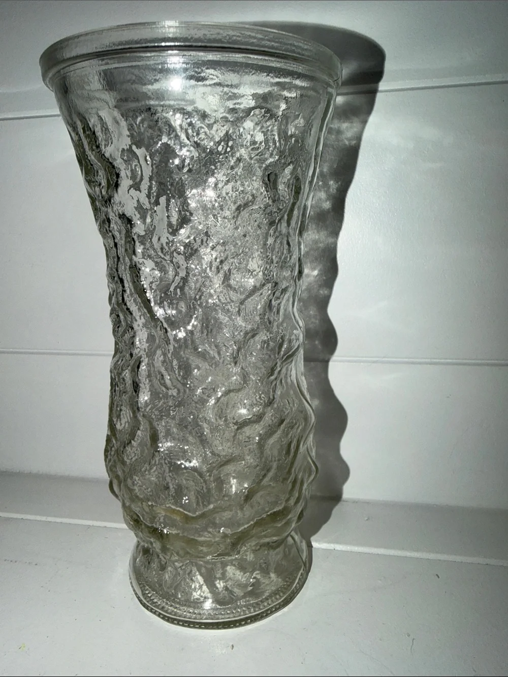 Textured Clear Glass Vase - Elegant Ripple Design